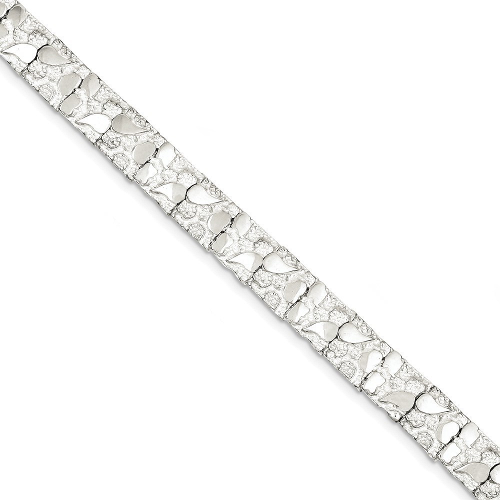 925 Sterling Silver Authentic Fine Jewelry Men's 9mm Nugget Bracelet